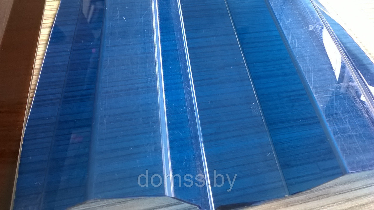 Монолитная трапеция и волнистый поликарбонат 1050*2000*08мм (синий) Borrex - фото 4 - id-p45414368