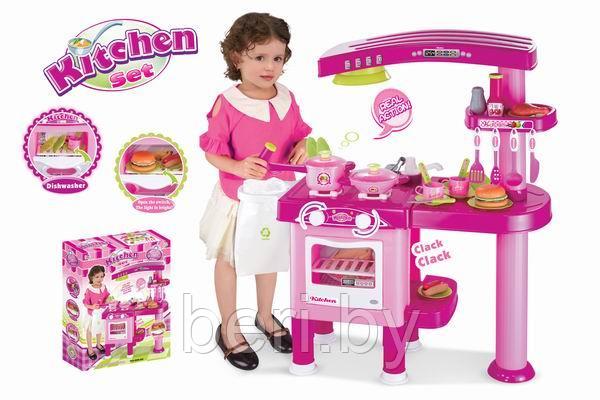 Детская игровая кухня 008-82 с духовкой, 35 предметов, высота 82 см, розовая 