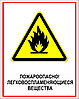 Знак на пластике "Пожароопасно! легковоспламеняющиеся вещества" размер 200*250 мм