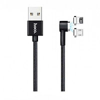 Кабель магнитный Hoco U20 L-shape Magnetic Adsorption USB to Lightning 1 м Black