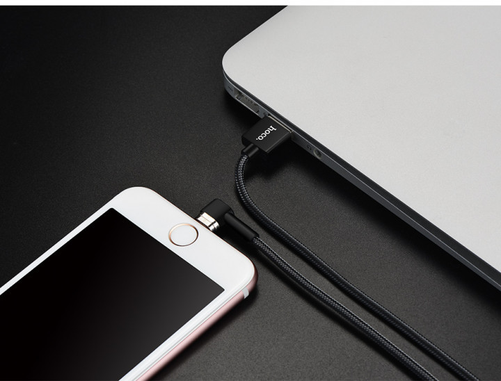 Кабель магнитный Hoco U20 L-shape Magnetic Adsorption USB to Lightning 1 м Black - фото 5 - id-p85964362