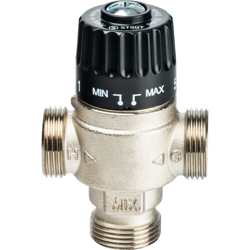 STOUT Термостатический смесительный клапан для систем отопления и ГВС 3/4" НР 30-65°С KV 1,8 - фото 2 - id-p85980191