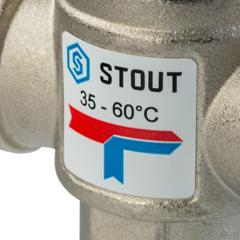 STOUT Термостатический смесительный клапан для систем отопления и ГВС 3/4" ВР 35-60°С KV 1,6 - фото 4 - id-p85981700