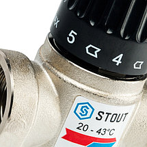 STOUT Термостатический смесительный клапан для систем отопления и ГВС 3/4" ВР 20-43°С KV 1,6, фото 2