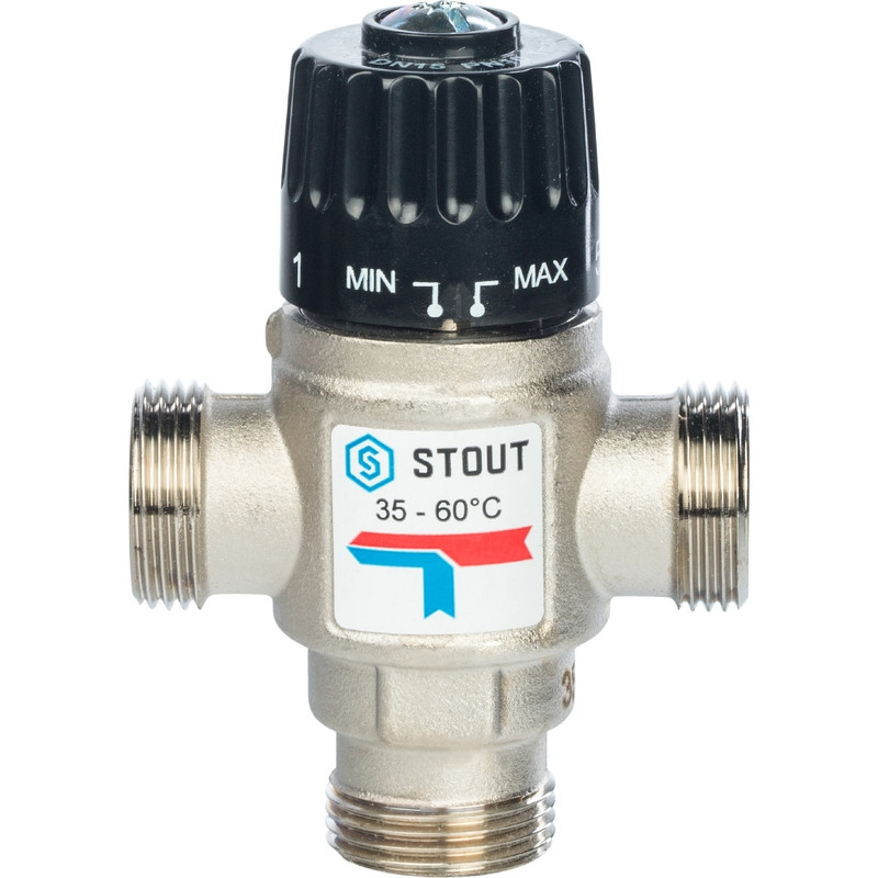 STOUT Термостатический смесительный клапан для систем отопления и ГВС G1" НР 35-60°С KV 1,6 - фото 2 - id-p86035870