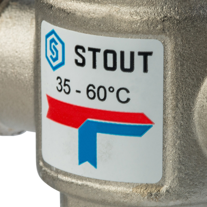 STOUT Термостатический смесительный клапан для систем отопления и ГВС G1" НР 35-60°С KV 1,6 - фото 4 - id-p86035870