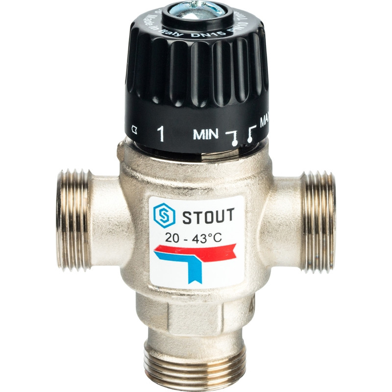 STOUT Термостатический смесительный клапан для систем отопления и ГВС G3/4" НР 20-43°С KV 1,6 - фото 3 - id-p86035878