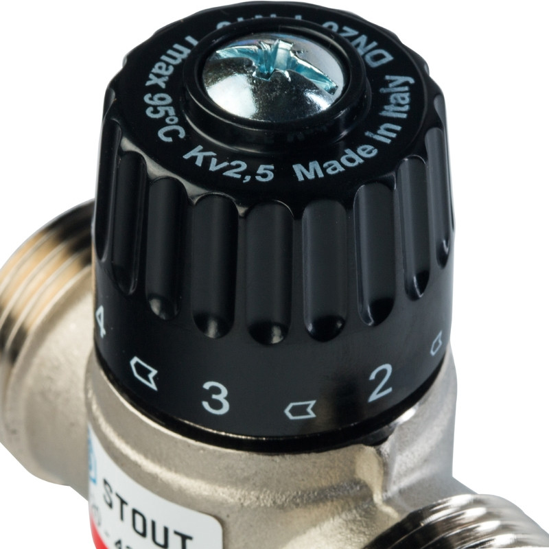 STOUT Термостатический смесительный клапан для систем отопления и ГВС G1" НР 20-43°С KV 2,5 - фото 5 - id-p86035880