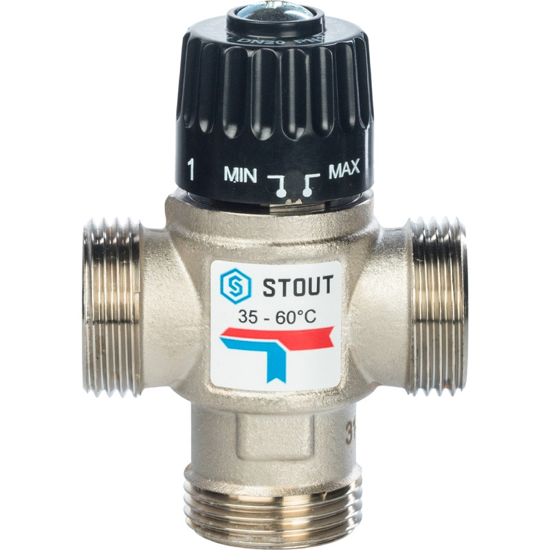 STOUT Термостатический смесительный клапан для систем отопления и ГВС G1" НР 35-60°С KV 2,5 - фото 3 - id-p86035883