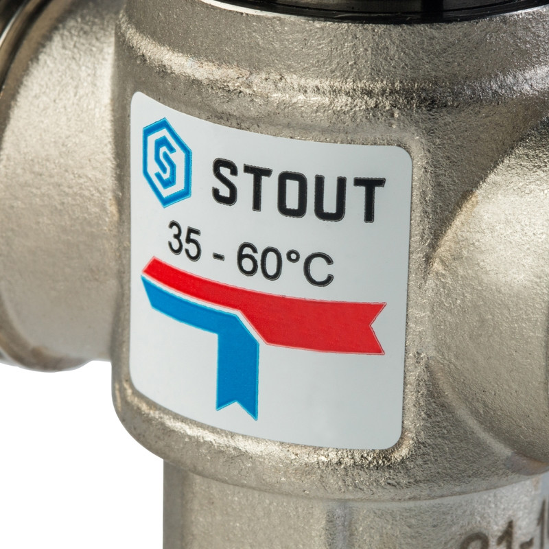 STOUT Термостатический смесительный клапан для систем отопления и ГВС G1" НР 35-60°С KV 2,5 - фото 4 - id-p86035883