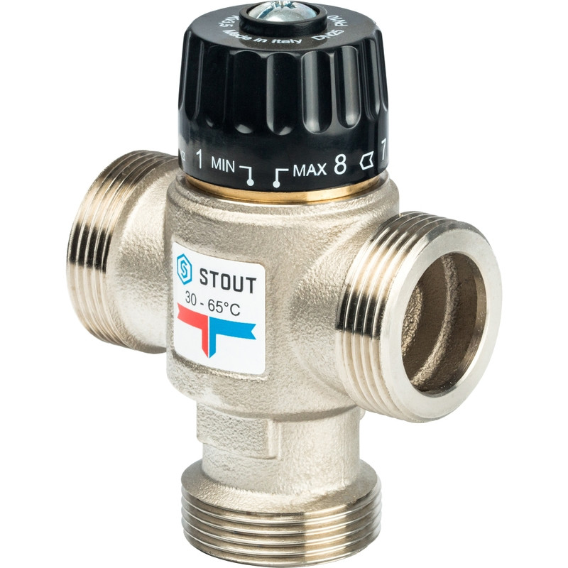 STOUT Термостатический смесительный клапан для систем отопления и ГВС G1 1/4" НР 30-65°С KV 3,5 - фото 1 - id-p86035888
