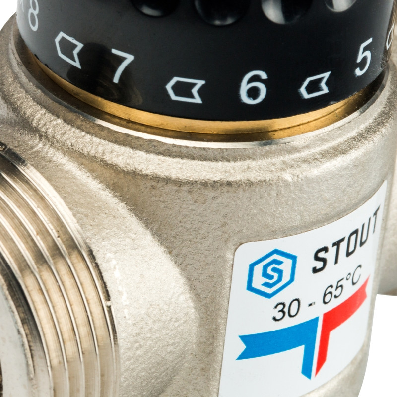 STOUT Термостатический смесительный клапан для систем отопления и ГВС G1 1/4" НР 30-65°С KV 3,5 - фото 4 - id-p86035888