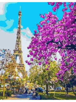 Картина по номерам Весенний Париж | 40х50 | сложность 3 | цветов 24