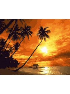 Картина по номерам Тропический закат | 40х50 | сложность 4 | цветов 28