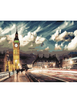 Картина по номерам Лондон в ночных огнях | 40х50 | сложность 4 | цветов 30