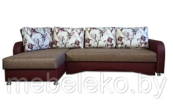 Угловой диван "Диона" коричневый с ирисами