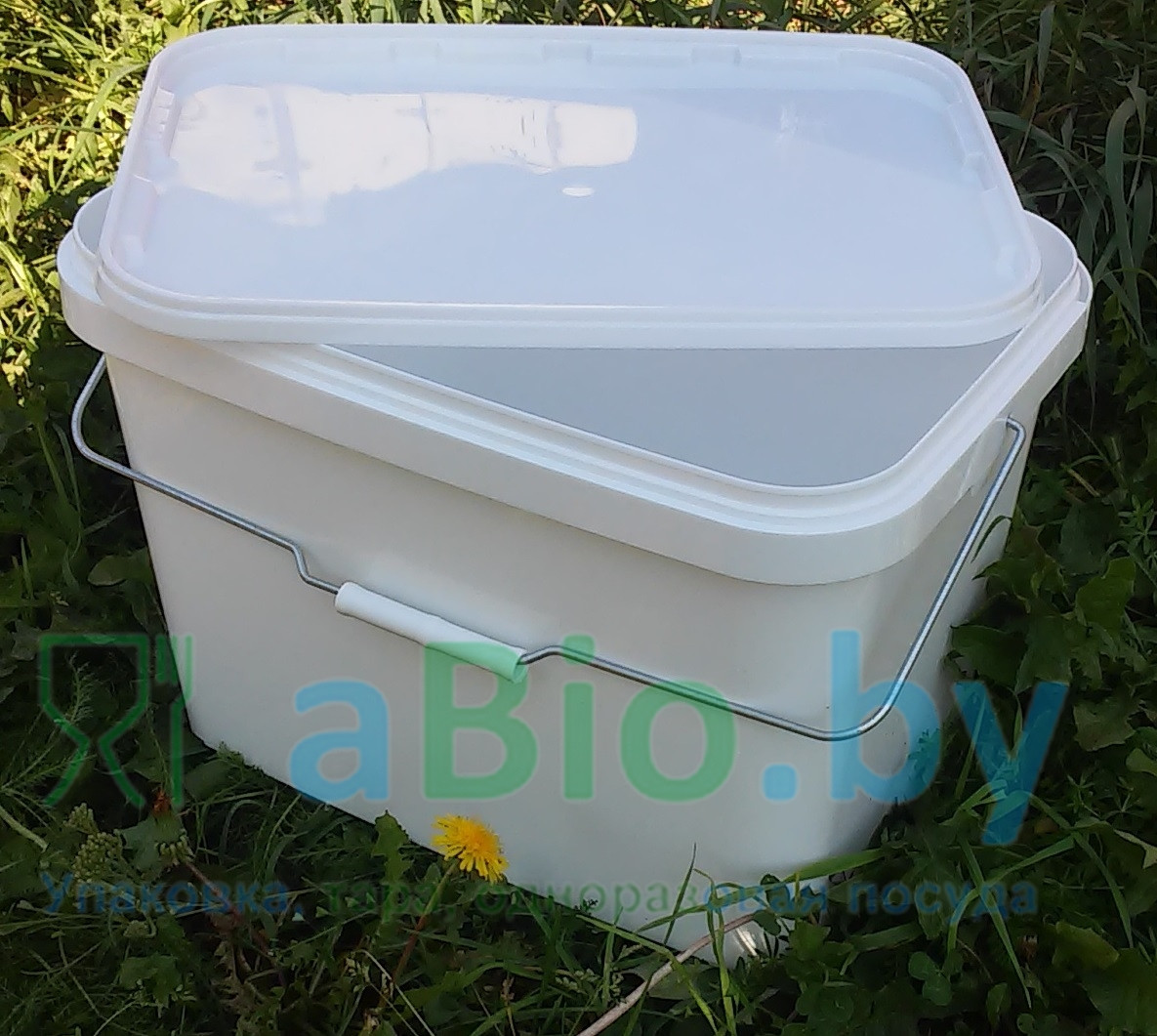Ведро 20 л. прямоугольное, с крышкой (контейнер) пищевое, белое или прозрачное, для горячих и холодных прод. - фото 1 - id-p5564857