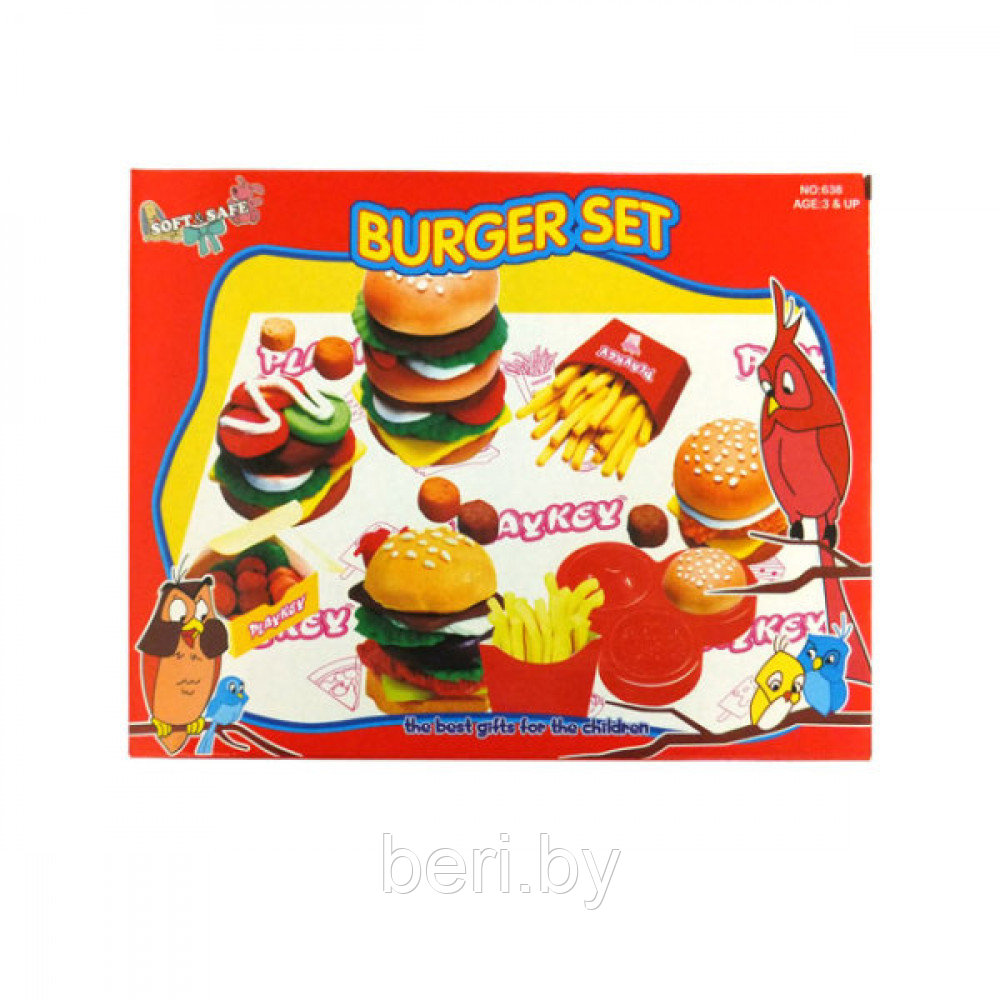 Набор пластилина для лепки и творчества "Burger set" арт. 638, 6 цвтов