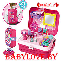 Детский рюкзак-чемоданчик-трюмо 8232 с аксессуарами  на 21 предмет набор юная красавица