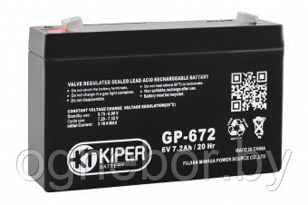 Аккумуляторная батарея Kiper GP-672 F1 6V/7.2Ah - фото 1 - id-p86218265