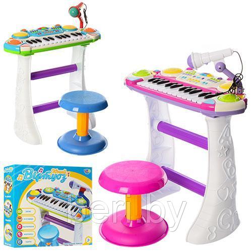 7235 Детское пианино-синтезатор "Я Музыкант" на ножках со стульчиком и микрофоном, 24 клавиши, световы эффекты - фото 8 - id-p86225046