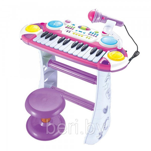 7235 Детское пианино-синтезатор "Я Музыкант" на ножках со стульчиком и микрофоном, 24 клавиши, световы эффекты - фото 6 - id-p86225046