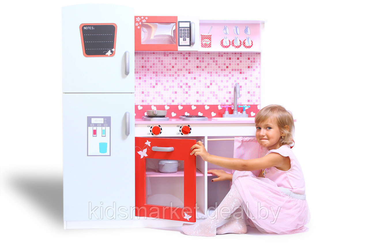 Детская деревянная кухня VT174-1151 (холодильник, мойка,плита,аксессуары) - фото 2 - id-p86256338