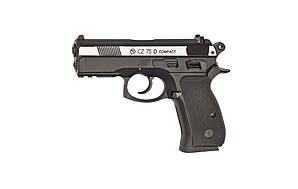 Пневматический пистолет ASG CZ-75 D Compact пластик, подвижный никелированный металлический затвор 4,5 мм