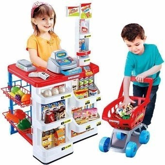 Детский игровой набор супермаркет 668-05 (касса, аксессуары, тележка для покупок) Д