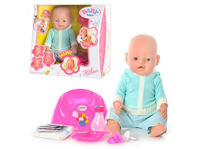 Кукла-пупс Baby Doll  (аналог Baby Born) 9 аксессуаров, 9 функций