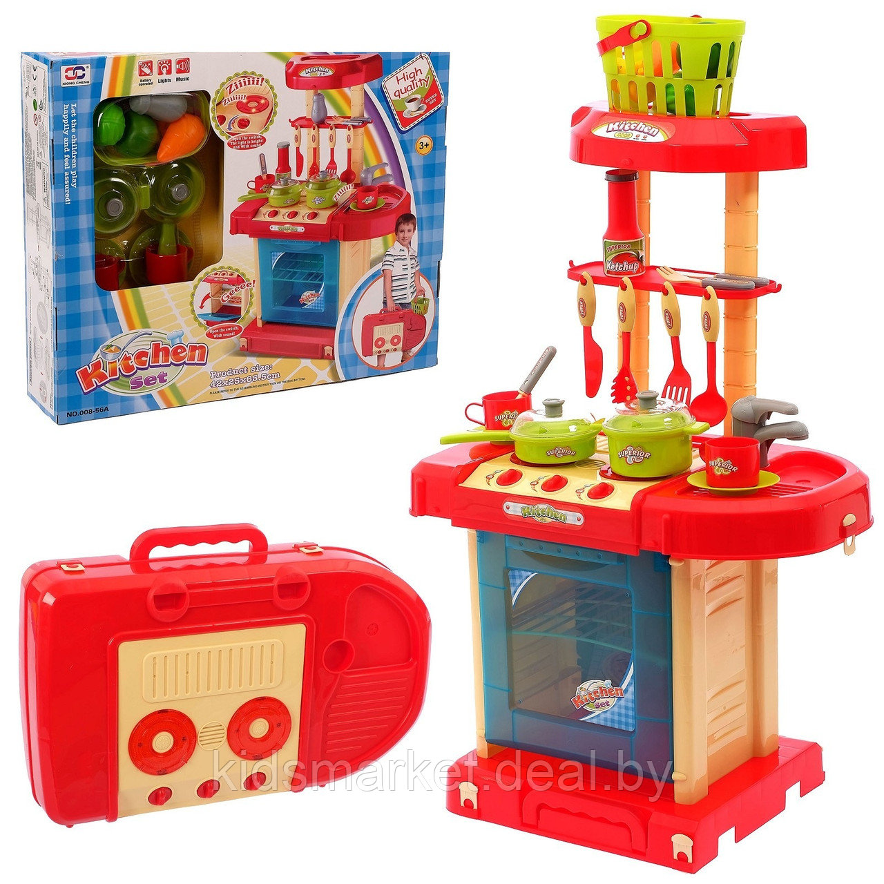 Детская Кухня Kitchen Set 008-56A в чемоданчике со светом и звуком - фото 1 - id-p86279682