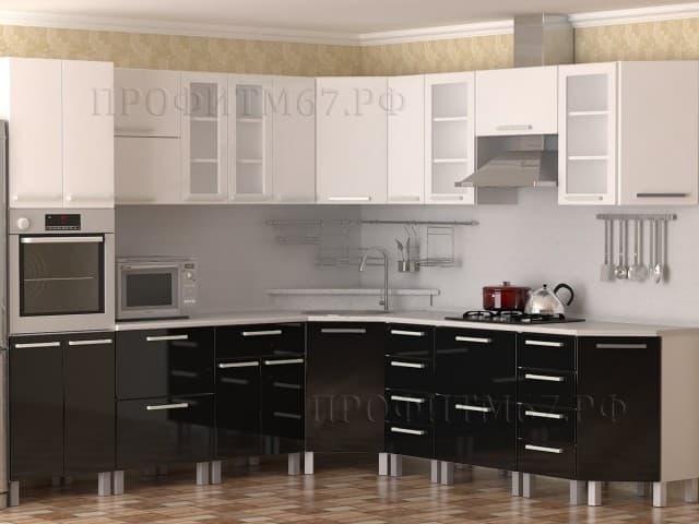 Кухня МДФ Чёрно-белый глянец - фото 1 - id-p86436387