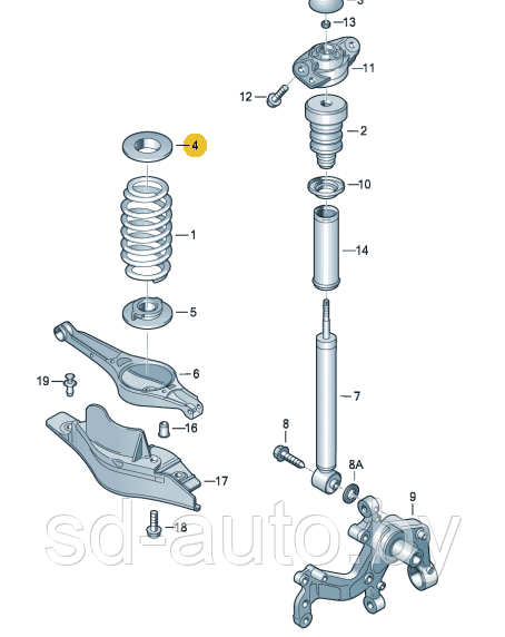 Проставка задней пружины, PASSAT, GOLF, TOURAN, JETTA, OCTAVIA, A3 - фото 2 - id-p86449066