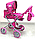 Коляска для кукол с люлькой, коляска-трансформер с сумочкой MELOBO 9333, от 3-х лет, розовая, фото 3
