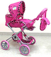 Коляска для кукол с люлькой, коляска-трансформер с сумочкой MELOBO 9333, от 3-х лет, розовая - фото 3 - id-p86455065