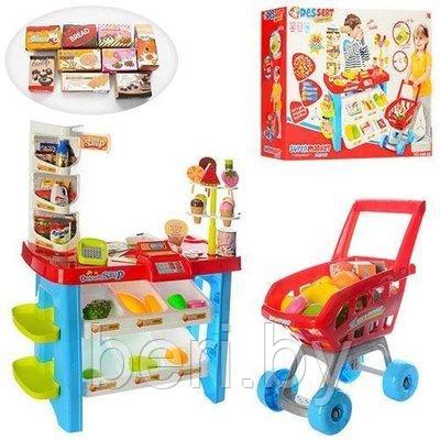 Игровой набор "Кондитерская" 618-22, супермаркет с тележкой, магазин с кассой, продуктами, 22 предмета