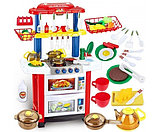 Детская игровая кухня 83 см с настоящей водой, духовкой, светом, звуком, 33 предмета,  (758а), фото 2