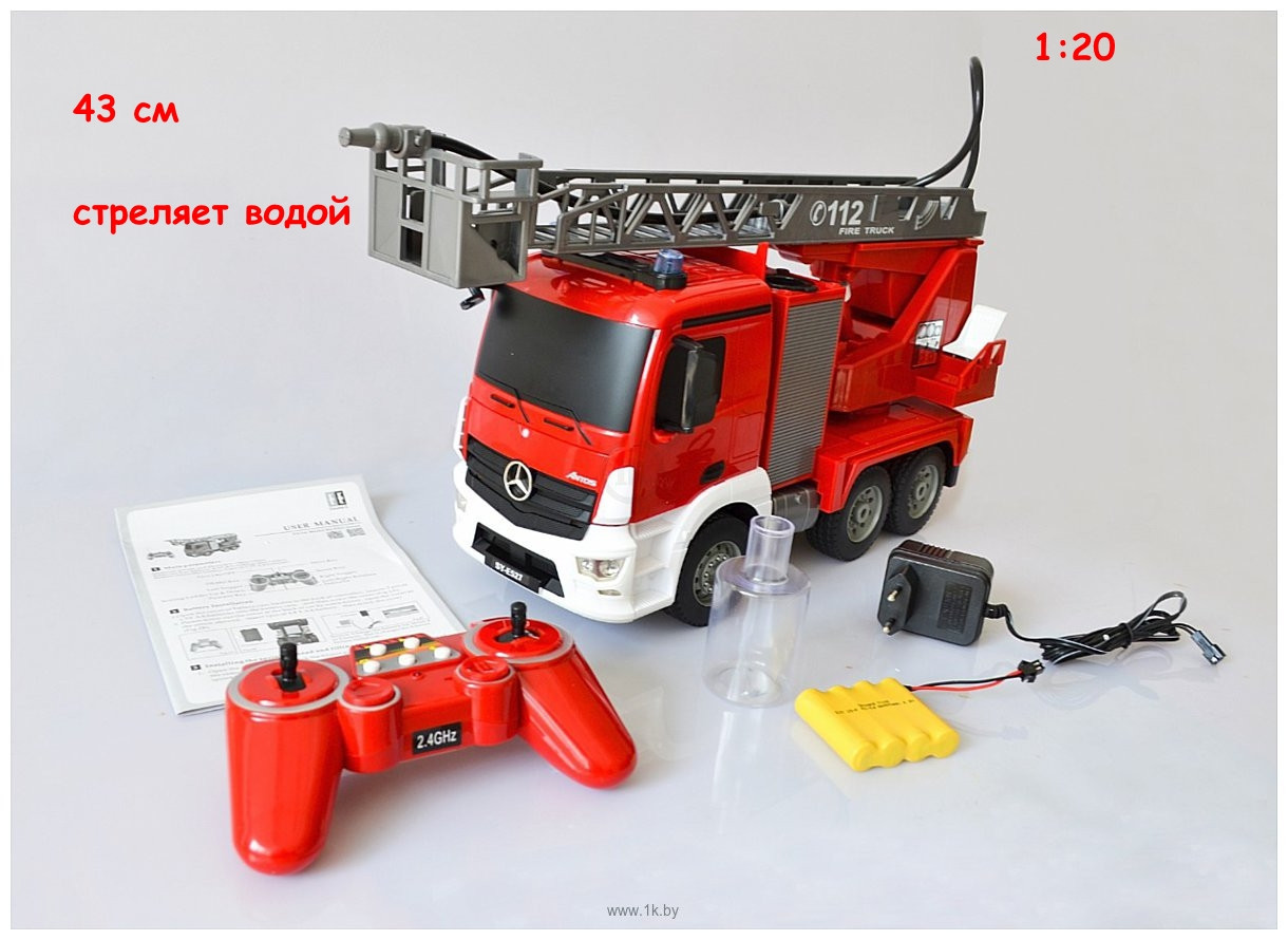 Радиоуправляемая пожарная машина 43 см  Mercedes-Benz Antos Fire Truck Double Eagle 1/20 (E527-003)