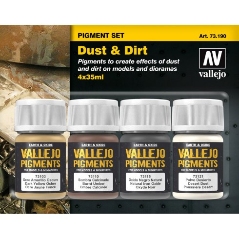Набор сухих пигментов Pigments (пыль-грязь) ACRYLICOS VALLEJO (Испания) 4х30мл. - фото 3 - id-p86598630
