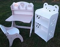 Комплект детской растущей мебели А001 + стеллаж  столик стульчик, фото 1