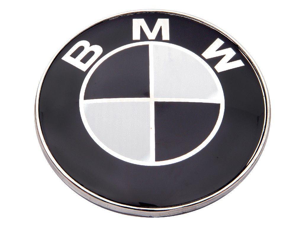 Автомобильный знак BMW (на КАПОТ) 82 мм (черный). Пластик.