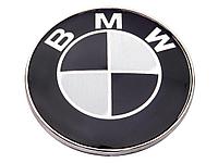 Автомобильный знак BMW (на КАПОТ) 82 мм (черный). Пластик.