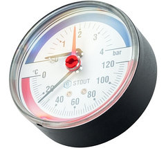 Термоманометр аксиальный STOUT в комплекте с автоматическим запорным клапаном. Корпус Dn 80 мм 1/2", фото 3