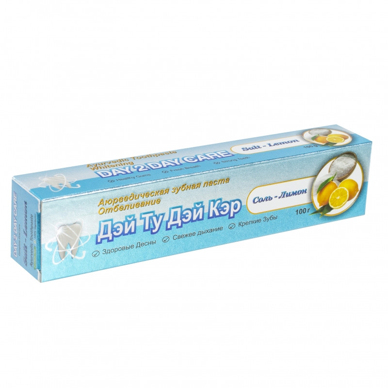 Аюрведическая зубная паста Отбеливающая Соль-Лимон Day 2 Day Care, 100 г - фото 1 - id-p86810579
