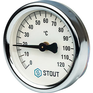 Термометр биметаллический накладной с пружиной STOUT. Корпус Dn 63 мм