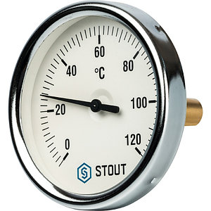 Термометр биметаллический с погружной гильзой STOUT. Корпус Dn 80 мм, гильза 50 мм 1/ 2"