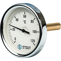 Термометр биметаллический с погружной гильзой STOUT. Корпус Dn 80 мм, гильза 75 мм 1/ 2"