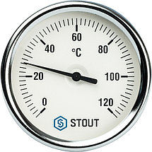 Термометр биметаллический с погружной гильзой STOUT. Корпус Dn 80 мм, гильза 75 мм 1/ 2", фото 2