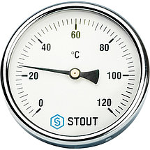 Термометр биметаллический с погружной гильзой STOUT. Корпус Dn 100 мм, гильза 50 мм 1/ 2", фото 2