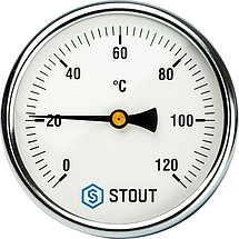 Термометр биметаллический с погружной гильзой STOUT. Корпус Dn 100 мм, гильза 75 мм 1/ 2", фото 2